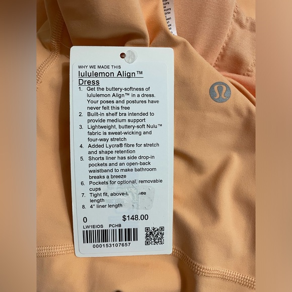 NEW Lululemon Align Dress Peach Bellini Built in Shorts Butterly Soft Size 0 - Picture 12 of 12